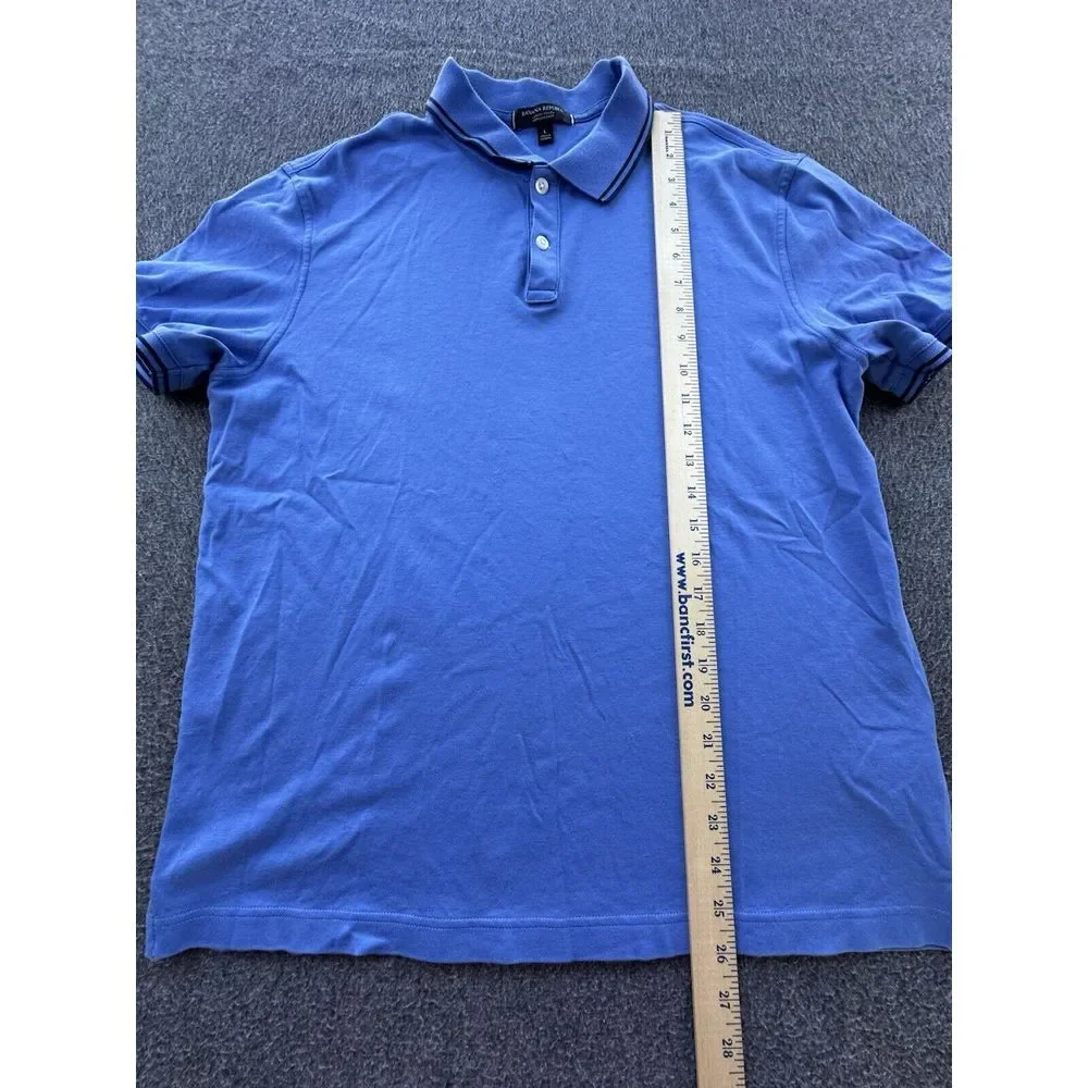 Banana Republic‎ Shirt Mens Large Blue Polo Luxury Tough Performance Cotton